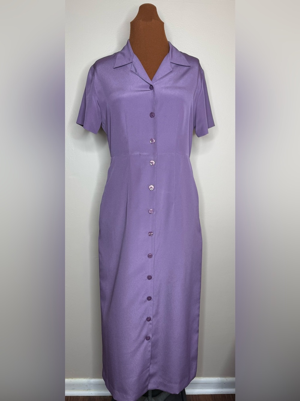 TravelSmith Lavender Button-Down Short Sleeve Maxi Dress Size XS